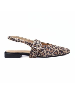 INTENTIONALLY ______ Pearl Suede Slingback Ballet Flats - Brown