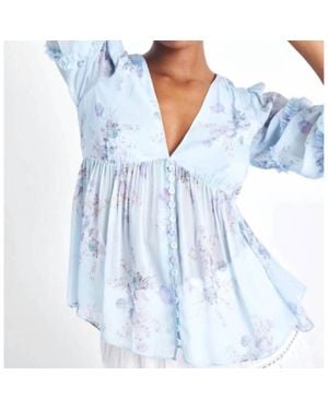 LoveShackFancy Elian Blouse - Blue