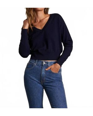 PERFECTWHITETEE Georgina Cotton Cashmere V-Neck Sweater - Blue