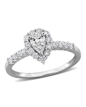 Mimi & Max Created Forever 3/4Ct Tdw Lab-Grown Diamond Halo Engagement Ring Sterling - Metallic