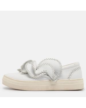 Sophia Webster Leather Embellished Slip On Sneakers - White