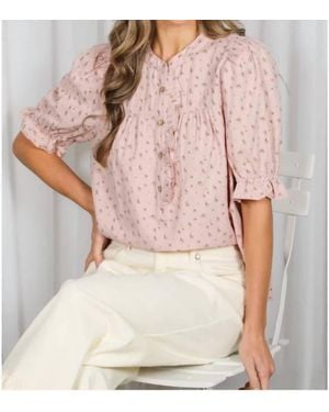 Vine & Love Ruffle Embellished Floral Shirt - Pink