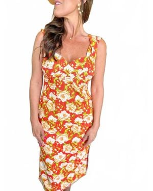 Fate Taylor Floral Midi Dress - Orange
