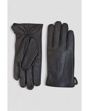 Infinity Leather Italian Leather Warm Wool Lining Winter Riding Driving Casual Gloves - Black