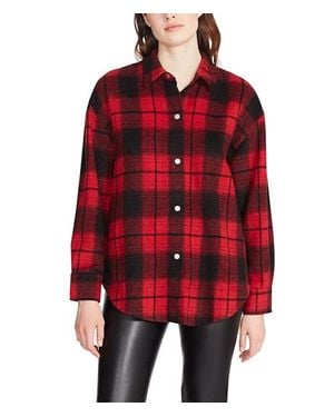 Steve Madden Sophia Shacket Plaid Button Up Classic Jdm836 - Red