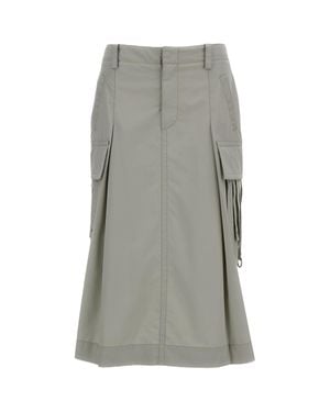 DURAZZI MILANO Utility-Inspired Cotton Midi Skirt With Cargo Pockets - Gray