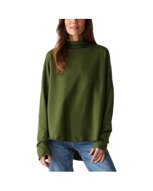 Michael Stars Laurel Top 100% Cotton Mock Neck Long Sleeve Gbo2308 - Green