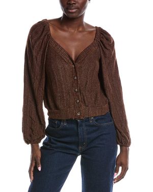 Project Social T Piece Of My Heart Textured Button Front Top - Brown
