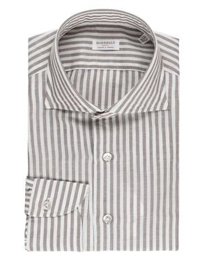 Borriello Striped Cotton Casual Shirt - Gray
