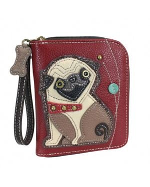 Chala Pug Zip Around Wallet - Red
