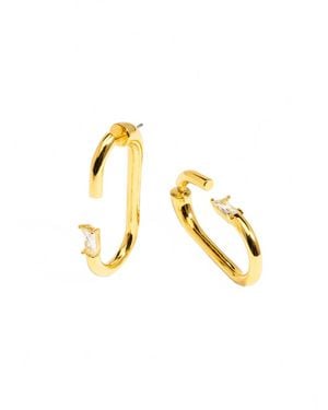 Rho Deconstructed Crystal Link Hoop Earring - Metallic