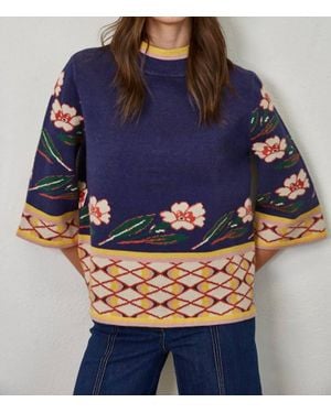 Fate Bloom Jacquard Sweater - Blue