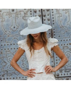 Freya Bay Hand-Woven Panama Hat - Blue
