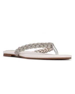 Nine West Tinee 5 Rhinestone Slip On Flip-Flops - White