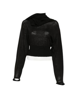 Rick Owens Scarf Cropped Asymmetrical Top - Black