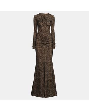 Missoni Flocked Print Tulle Sheer Draped Maxi Dress - Gray