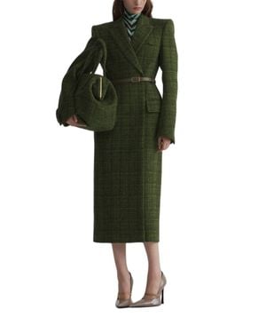 Mugler Deep Tweed-Blend Tailored Coat - Green