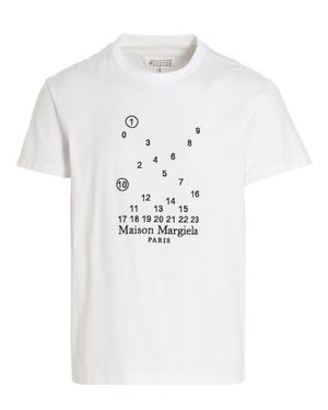 Tシャツ・カットソー Maison Margiela Sand Cotton T-Shirt With Graffiti Logo Maison Margiela Sand Cotton T-Shirt With Graffiti Logo in