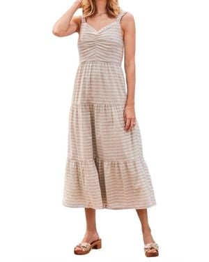 ecru Mirren Gathered Front Tiered Dress - Natural