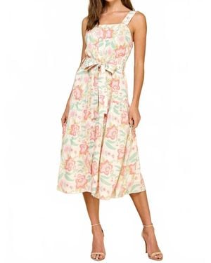 TCEC Darling Moment Floral Button Down Midi Dress - Natural