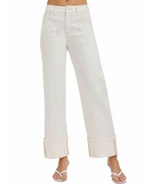 Risen Lonely No More Tummy Control Crop Wide Leg Jeans - White