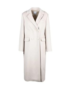 Eleventy Double-Breasted Long Wool Coat With Tailored Silhouette - White