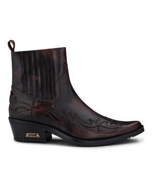Etor Slip On Cowboy Wincklepickers Ankle Boots - Black