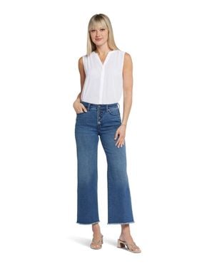 NYDJ Teresa Jeans Denim Cotton Frayed Hem Wide Leg Ankle Ups1311 - Blue