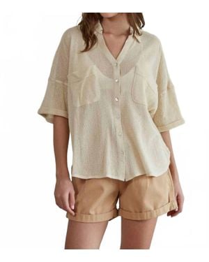 By Together Fishnet Short Sleeve Top - Natural