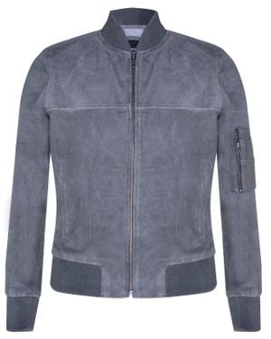 Infinity Leather Goat Suede Ma-1 Bomber Jacket-Auckland - Blue