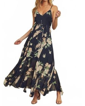 Dress Forum Key To My Heart Floral Flared Hem Maxi Dress - Blue