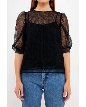 Endless Rose Lucinda Lace Embroidered Top - Black