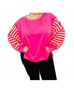 Bibi Queen Of Hearts Striped Top - Pink