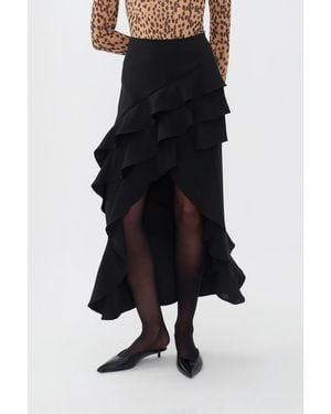 Nocturne Long Skirt With Flounced - Black