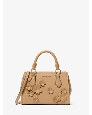 Michael Kors Outlet Marilyn Small Floral Embellished Satchel - Natural