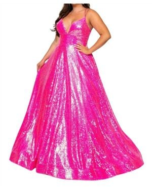 Rachel Allan V Neck Maxi Dress - Pink