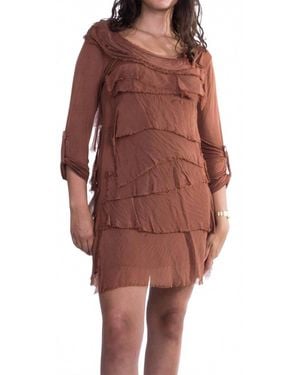 Gigi Moda Siena Sleeve Ruffled Mini Dress - Red