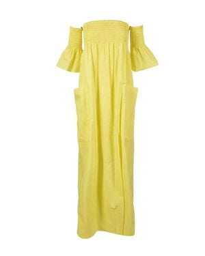 Semicouture Cotton Long Dress - Yellow