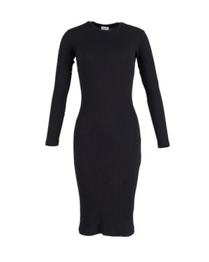 RE/DONE Ribbed Knit Cotton Midi Dress - Black