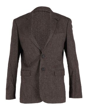 BOSS Striped Notched Collar Blazer - Gray