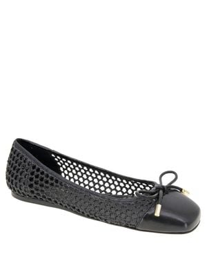 BCBGeneration Hartly Ballet Flat Woven Raffia Square Toe Zpo3927 - Black