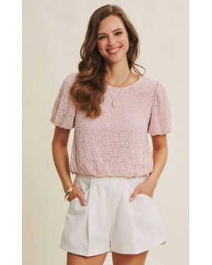 In February Be Still Bubble Puff Sleeve Top - Natural