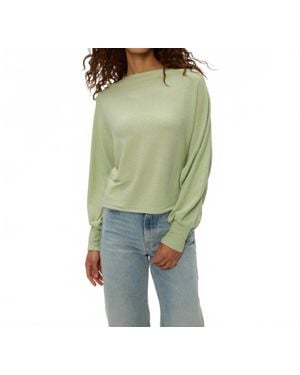 Michael Stars Roxy Balloon Sleeve Ribbed Top - Green