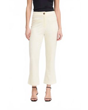 Ichi Kate Textured Crop Trouser - White