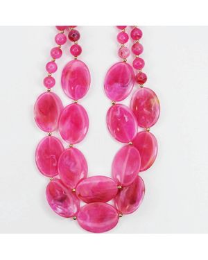 Treasure Jewels Peony Double Haze Necklace - Pink