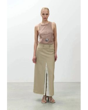 Alysi Linen Midi Skirt - Natural