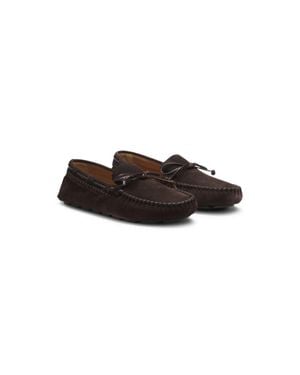 BOSS Suede Moccasins With Whipstitching - Brown