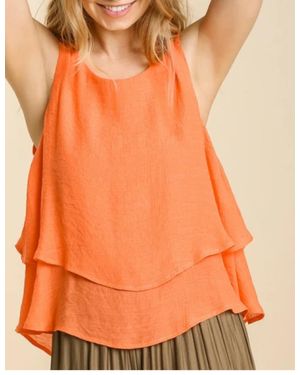 Umgee Sleeveless Layered Top - Orange