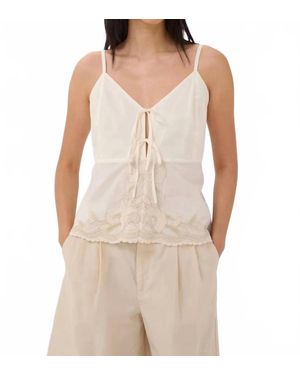 Part Two French Oak Embroidered Blouse - Natural