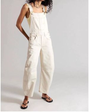 Free People Good Luck Barrel Overalls - White